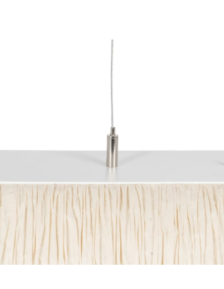 Suspension cylindrique en papier beige et métal – 60 cm