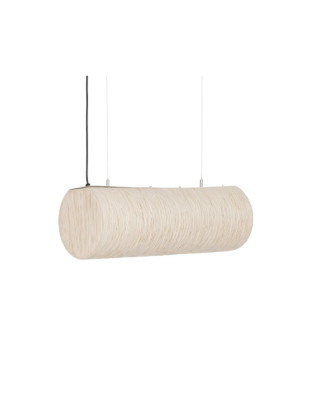 Suspension cylindrique en papier beige et métal – 60 cm