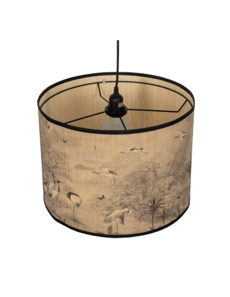 Suspension en bambou motif hérons – Ø 40 cm