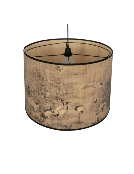 Suspension en bambou motif hérons – Ø 55 cm