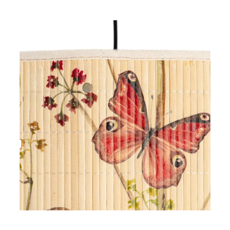 Suspension en bambou motif oiseaux et...