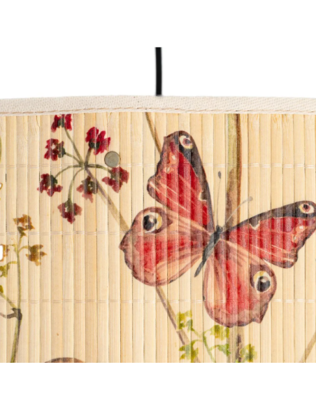 Suspension en bambou motif oiseaux et papillons – Ø 55 cm