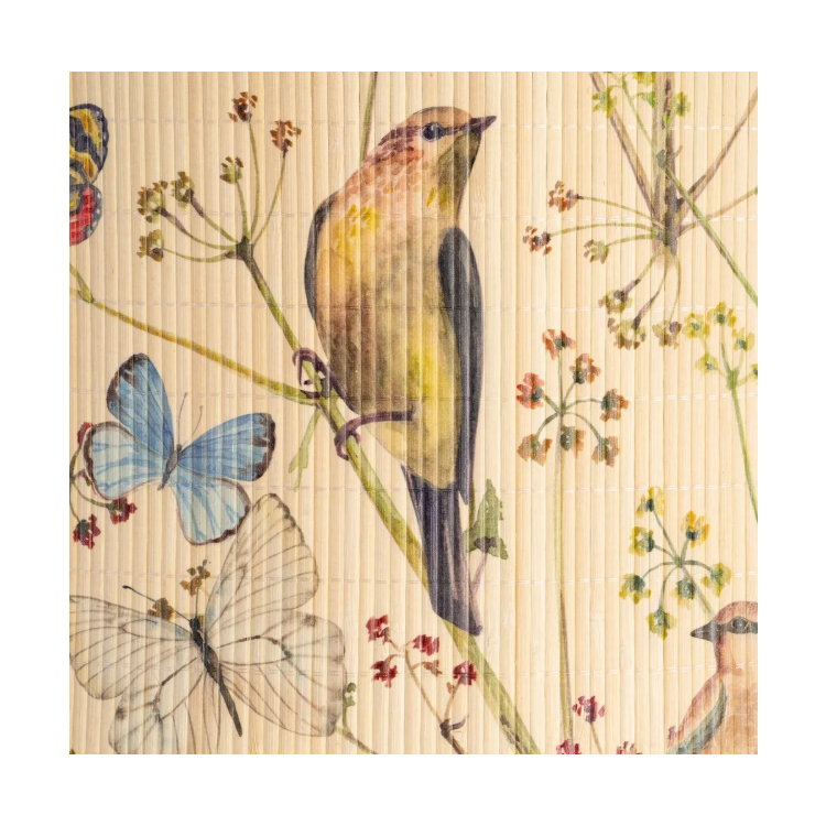 Suspension en bambou motif oiseaux et...