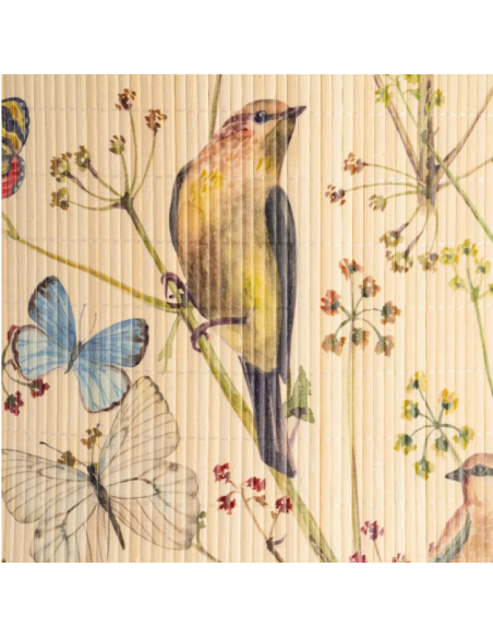 Suspension en bambou motif oiseaux et papillons – Ø 55 cm