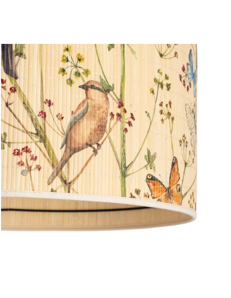Suspension en bambou motif oiseaux et papillons – Ø 55 cm