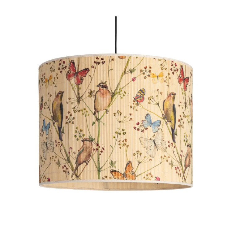 Suspension en bambou motif oiseaux et...