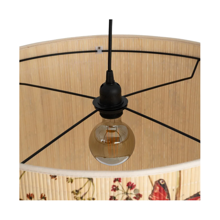 Suspension en bambou motif oiseaux et...