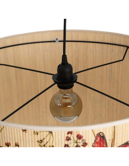 Suspension en bambou motif oiseaux et papillons – Ø 55 cm