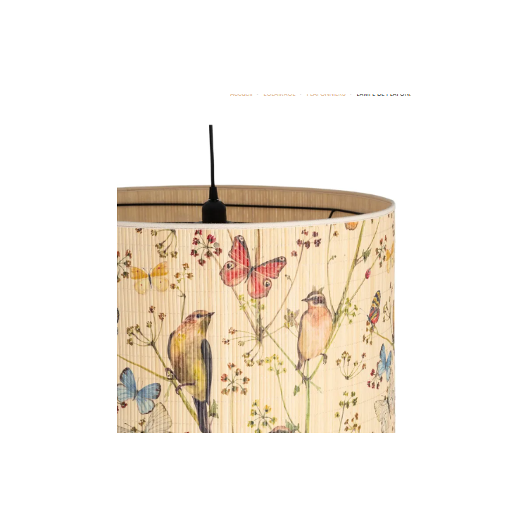 Suspension en bambou motif oiseaux et...