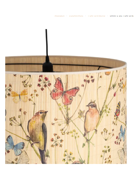 Suspension en bambou motif oiseaux et papillons – Ø 55 cm