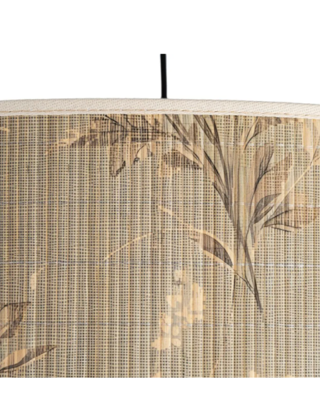Suspension cylindrique en bambou à motifs floraux – 55 cm
