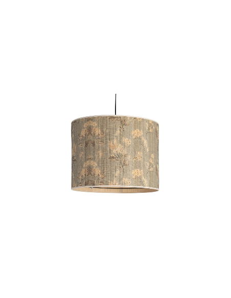 Suspension cylindrique en bambou à motifs floraux – 55 cm
