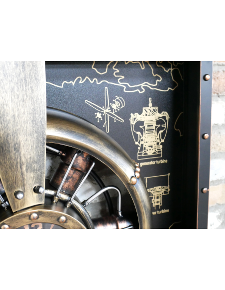 Grande horloge murale avion industriel en métal – 122 cm