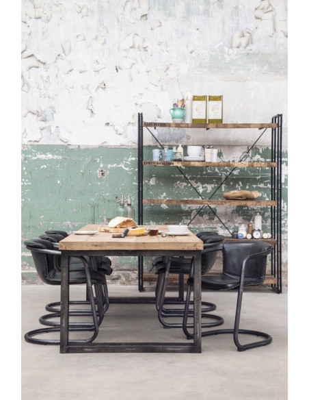 Table à manger en métal et bois massif design Mango 240 cm