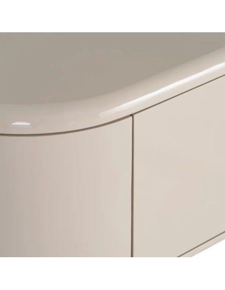 Meuble TV beige laqué 180 cm – Design contemporain aux lignes arrondies