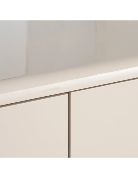 Meuble TV beige laqué 180 cm – Design contemporain aux lignes arrondies