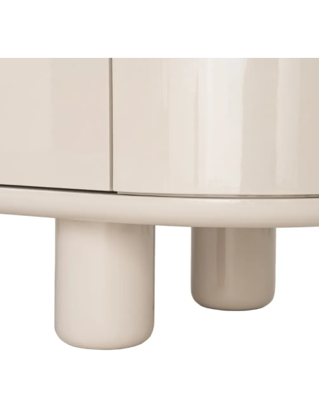 Meuble TV beige laqué 180 cm – Design contemporain aux lignes arrondies