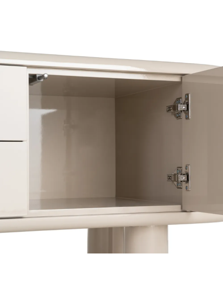 Meuble TV beige laqué 180 cm – Design contemporain aux lignes arrondies