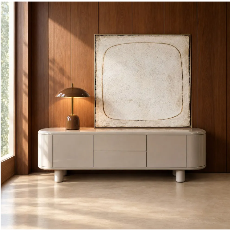 Meuble TV beige laqué 180 cm – Design...