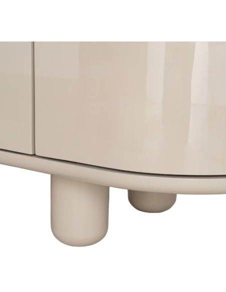 Bahut beige laqué 160 cm – Buffet contemporain aux lignes arrondies