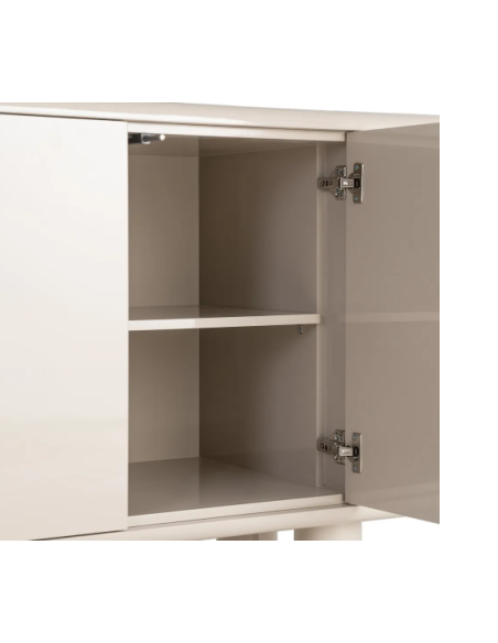 Bahut beige laqué 160 cm – Buffet contemporain aux lignes arrondies