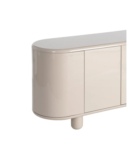 Bahut beige laqué 160 cm – Buffet contemporain aux lignes arrondies