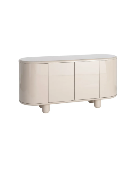 Bahut beige laqué 160 cm – Buffet contemporain aux lignes arrondies