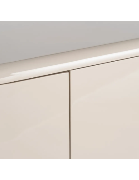Bahut beige laqué 160 cm – Buffet contemporain aux lignes arrondies