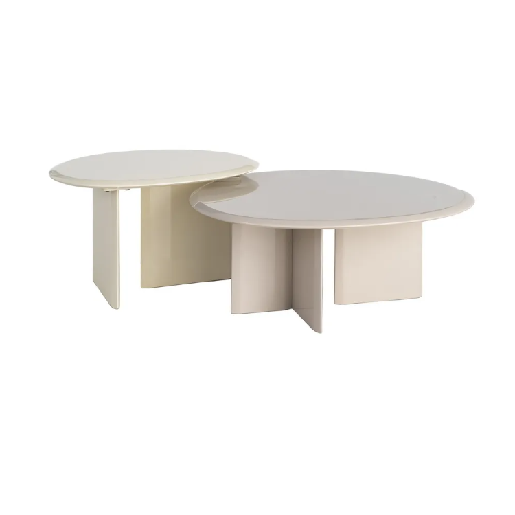Table basse beige laquée 89 cm –...