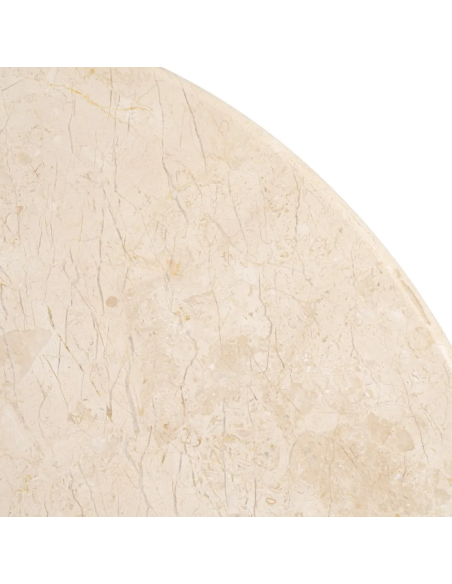 Table à manger ronde beige effet marbre 120 cm – Pied central design
