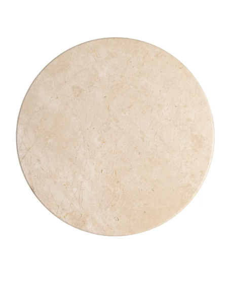 Table à manger ronde beige effet marbre 120 cm – Pied central design