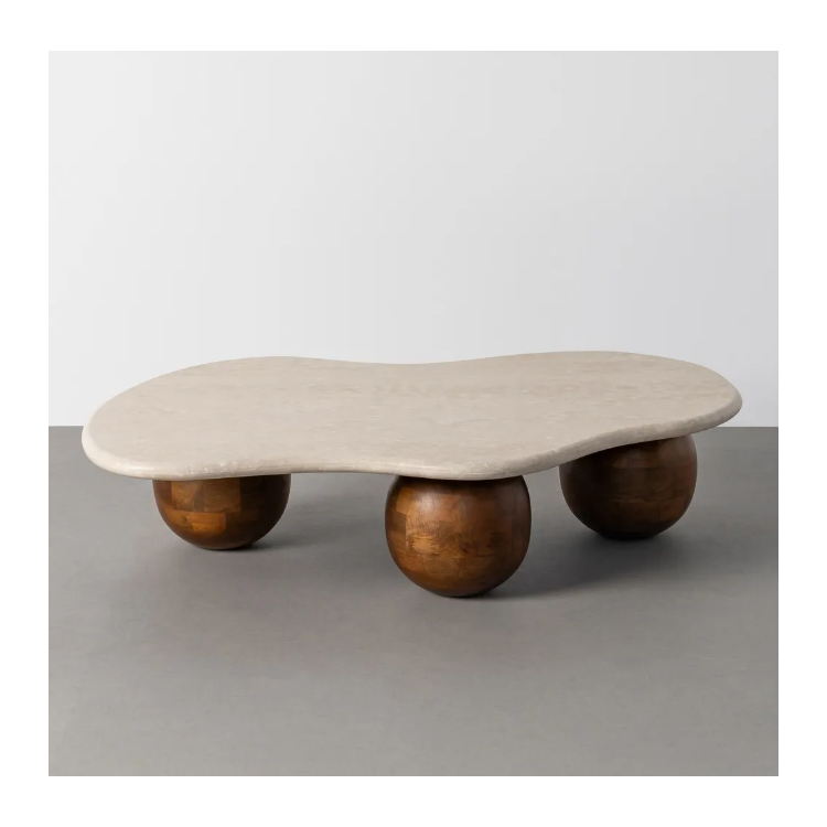 Table basse organique en marbre beige...