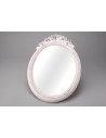 Miroir ovale blanc vieilli