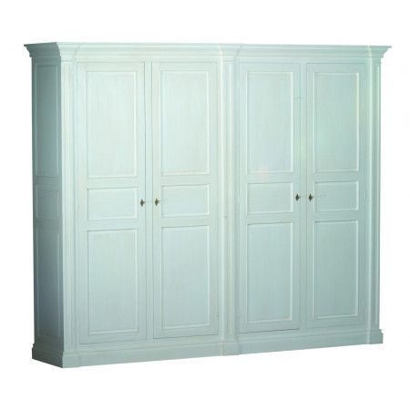 Armoire penderie avec 4 portes et 2 tiroirs en pin massif Rivoli