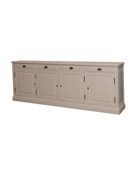 Enfilade crème en pin massif 4 portes et 4 tiroirs 248 cm