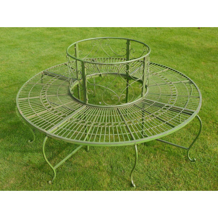 Banc tour d'arbre finition vert antique Banc tour d'arbre finition vert antique