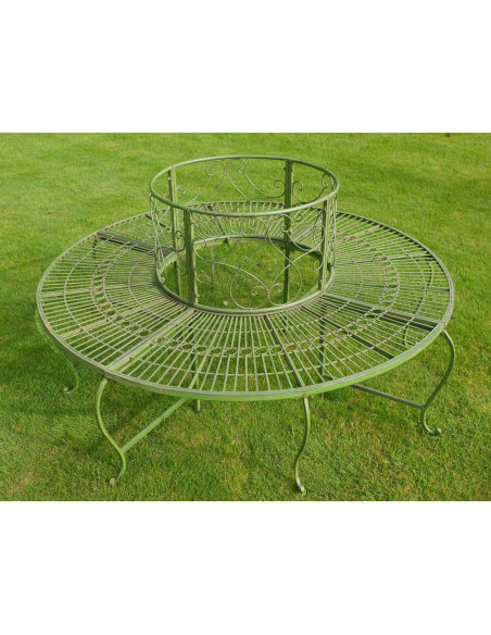Banc tour d'arbre finition vert antique