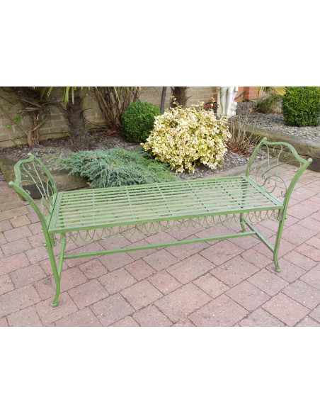 Banquette de jardin en métal finition verte