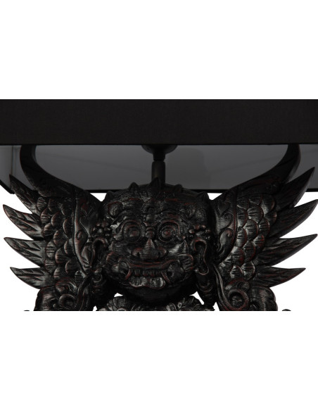 Lampe en bois tête sculptée noire