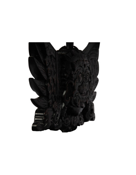 Lampe en bois tête sculptée noire