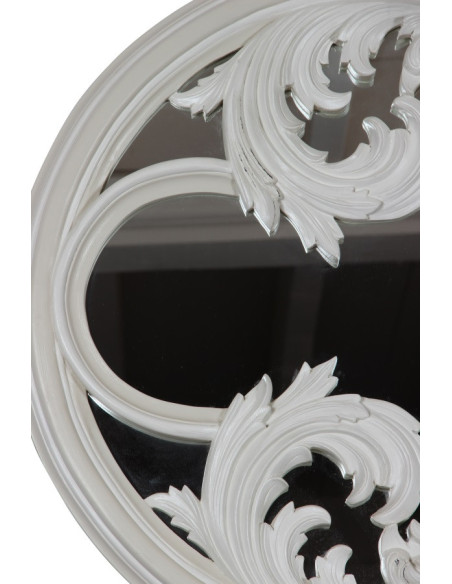 Grand miroir rond sculpté Debussy en acajou diamètre 120 cm