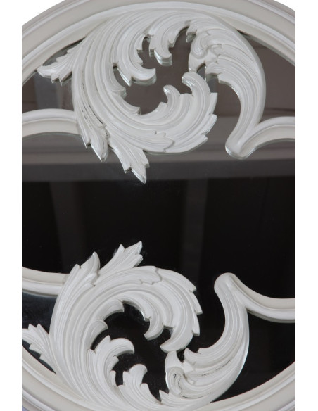 Grand miroir rond sculpté Debussy en acajou diamètre 120 cm