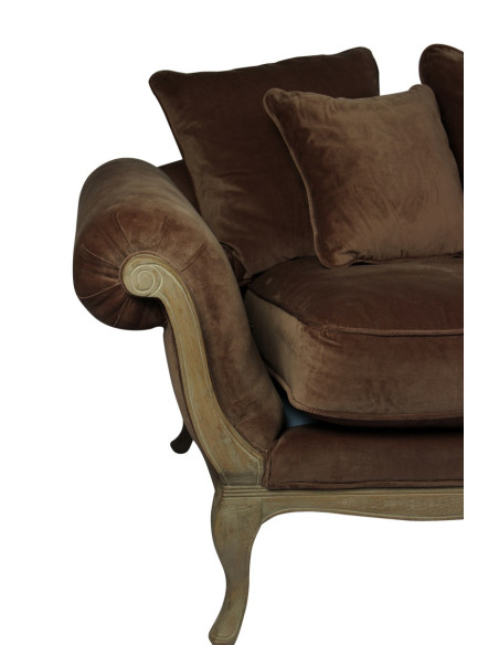 Canapé 3 places Marquise en chêne et velours