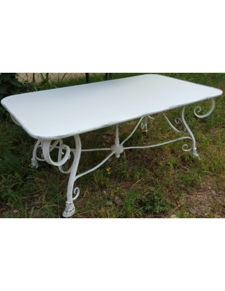 Table basse de jardin rectangulaire en métal fer forgé Arras Blanche
