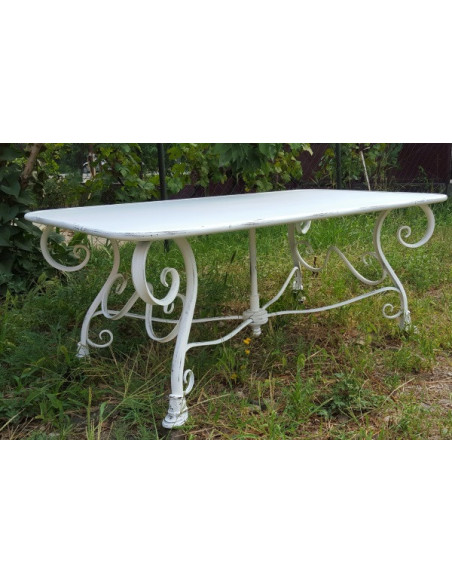 Table basse de jardin rectangulaire en métal fer forgé Arras Blanche