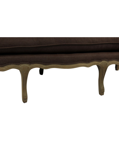 Banquette 3 places en chêne et lin marron taupe Marquise