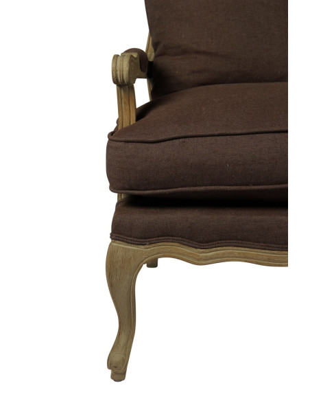 Banquette 3 places en chêne et lin marron taupe Marquise