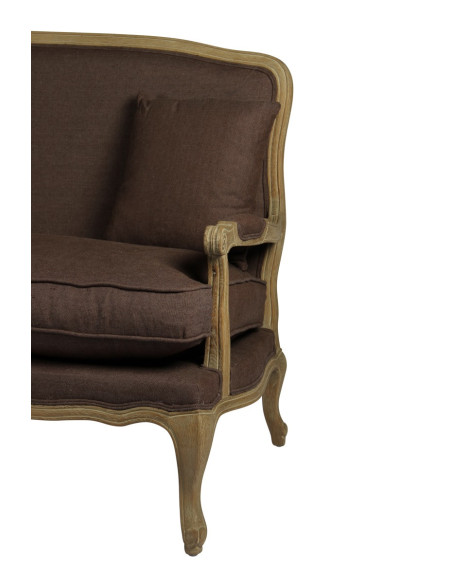 Banquette 3 places en chêne et lin marron taupe Marquise