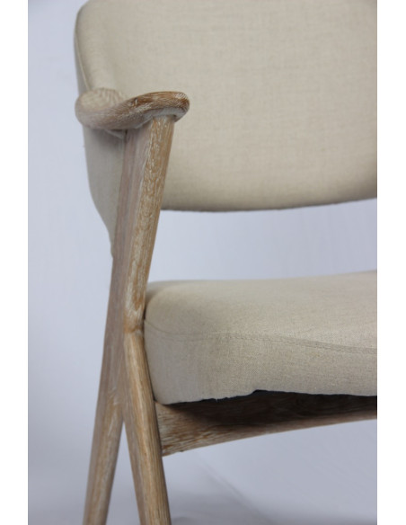 Fauteuil Victor en chêne et lin