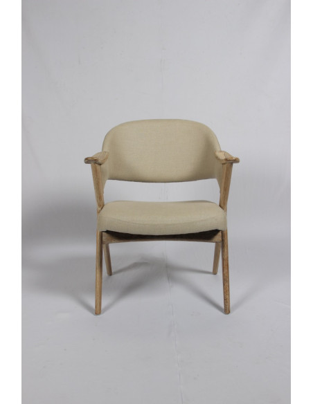 Fauteuil Victor en chêne et lin